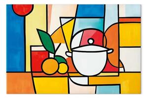 Quadro su tela Ispirazioni Picasso - Natura morta con pentola e frutti tropicali