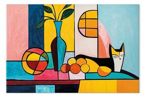Quadro Ispirazioni Picasso - Gatto tra i frutti tropicali