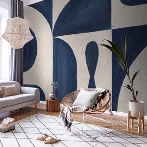 Carta da parati moderna Composizione Retrò - forme geometriche in colori contrastanti