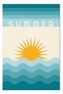 Quadro moderno Costa Solare - grafica retrò con scritta Summer e paesaggio marino