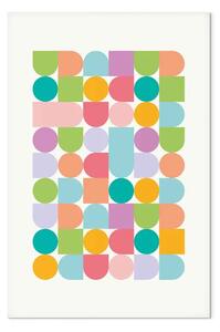 Quadro su tela Codice Colorato - disposizione di figure geometriche in toni pastello