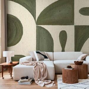Carta da parati moderna Composizione Retrò - forme geometriche in colori contrastanti
