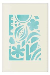 Quadro su tela Flora Azzurra - fiori e foglie decorativi in composizione grafica