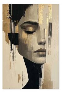 Quadro su tela Fragments of Silence – Face in Greyscale with Shimmering Accents
