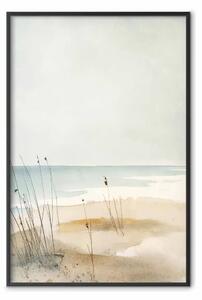 Poster: Shore of Peace – minimalist coastal landscape in pastel colors