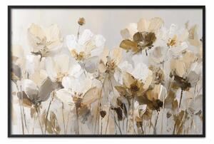 Poster: Golden Petals – elegant flower composition in beige and white palette