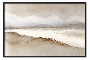 Poster: Sepia Horizon – delicate mountain landscape painted in watercolor