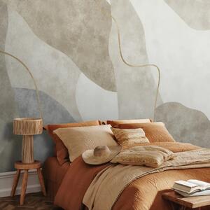 Carta da parati Astrazione organica: forme beige e linee fluide