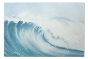 Quadro contemporaneo La Grande Onda: un potente elemento marino nelle sfumature del blu