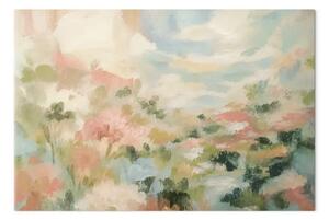 Quadro su tela Paesaggio pastello: fiori astratti nei delicati colori primaverili della natura