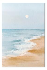 Quadro contemporaneo Spiaggia acquerellata - onde calme del mare sotto un cielo luminoso