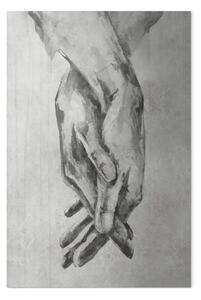 Quadro Mani intrecciate - un disegno in bianco e nero di una coppia che si tiene per mano