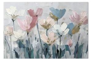 Quadro moderno Fiori pastello - un prato dipinto con uno spesso strato di pittura