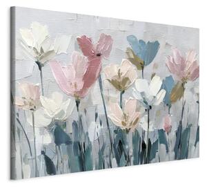 Prato pastello - fiori dipinti con uno spesso strato di pittura