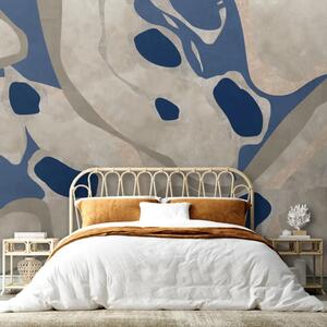 Carta da parati Macchie astratte: una composizione moderna nei toni del beige e del blu navy