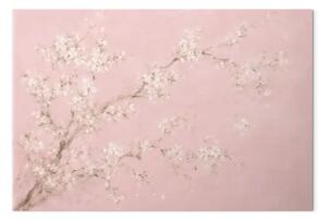 Quadro Albero primaverile: rami fioriti su uno sfondo rosa pastello