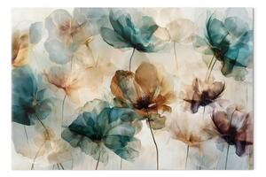 Quadro su tela Calici ariosi: una delicata composizione botanica dai toni pastello