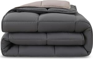Piumino 4 stagioni reversibile ca. 135x200 cm (2 piumini, 3 in 1) – grigio e grigio chiaro – piumino invernale caldo e colorato + piumino estivo leggero combinabili I colorato e utilizzabile senza fodera aggiuntiva I OEKO-TEX