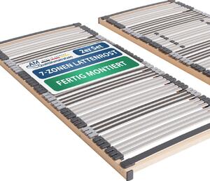 AM Quality Mattresses | Rete a doghe ergonomica a 7 zone | 200x190 cm (2x 100x190 cm) | pronta per il montaggio | 44 doghe | rigida | barre ribassate per spalle e bacino | 200 x 190 cm