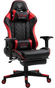 Poltrona da ufficio Chair Racing con poggiapiedi e braccioli ergonomici 4D, design sportivo ed ergonomico, colore: nero/rosso