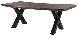 MASSIVMOEBEL24 | Tavolo da pranzo in legno acacia - laccato grigio / ferro X - antracite lucido 220x90x77 FREEFORM 5