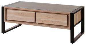 MASSIVMOEBEL24 | Tavolino da salotto in legno di acacia / legno riciclato 120x60x45 laccato naturale DENVER #120