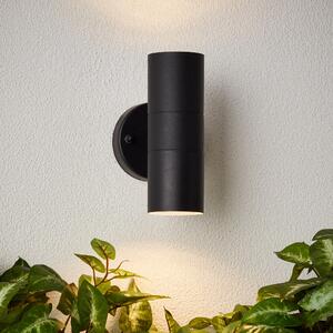 Lampada da parete per esterni, 2x GU10, emissione della luce su entrambi i lati, metallo/vetro nero