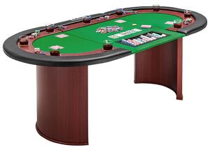 EG MW-387|Tavolo da poker MUWO per 10 giocatori, con area per il banco e vano porta-fiches, colore verde