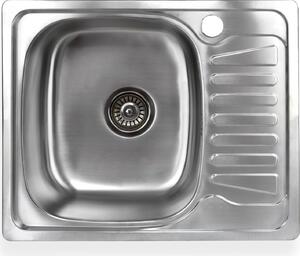 Lavello in acciaio inox "Alfa 2R" lavello da incasso rettangolare con sgocciolatoio sul lato destro
