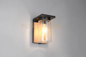 Ardila applique da esterno alluminio nero con effetto legno e vetro