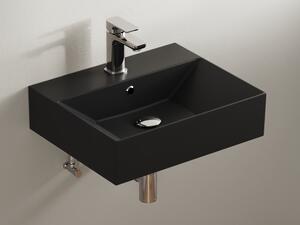 Lavabo in Vetroceramica Aqua Bagno da 50 cm, disponibile anche nella versione da appoggio, nero opaco
