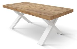 Tavolo moderno allungabile rovere rustico gambe bianche 160x90x76 180x90x76