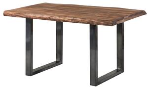 MASSIVMOEBEL24 | FREEFORM 5 tavolo da pranzo in legno di sheesham - verniciato grigio / gambe in ferro U antracite lucido 140x90