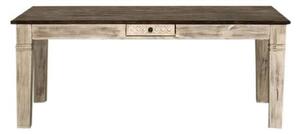 MASSIVMOEBEL24 | tavolo da pranzo in legno di mango / acacia 150x90x76 bianco cerato CASTLE-ANTIK #107