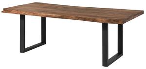 MASSIVMOEBEL24 | FREEFORM 5 tavolo da pranzo in legno di sheesham - verniciato grigio / gambe in ferro U antracite matt 180x90