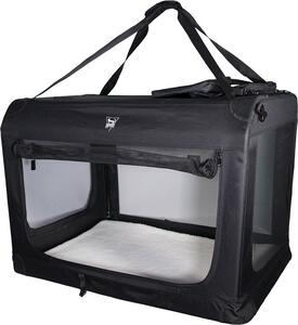 Trasportino SPOCADO "Palace" | 82 x 59 x 59 cm | Pieghevole | 3 aperture con cerniera | Coperta inclusa | Perfetto per i viaggi | Nero | SCO-23