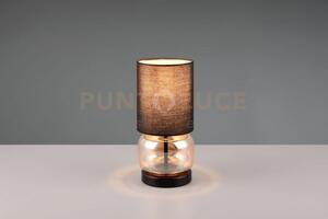 Elio lampada da tavolo base vetro ambra con paralume nero h. 29cm 1