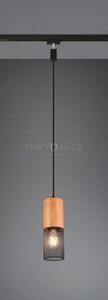 Duoline tosh sospensione metallo nero e legno d. 8cm 1 luce attacco