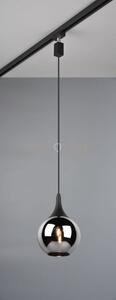 Duoline sospensione lumina metallo nero e vetro fume' d. 18cm per s