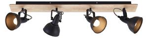 Lindby Aylis, lampada da soffitto a 4 luci, 82 cm, nero, legno, E14