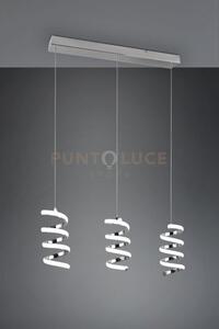 Laola sospensione led 24w 3750lm, 4000k 3 spirali cromate dimmerabi