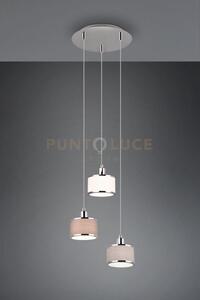 Kaprun sospensione cromata con 3 paralumi grigio-bianco-marrone d. 