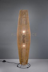 Miki piantana base metallo nero e materiale naturale h. 103cm 2 luc