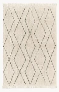 Tappeto boho in cotone fatto a mano con motivo a rombi e frange Bina