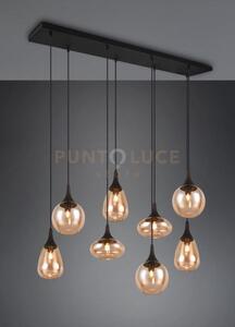 Lumina sospensione rettangolare metallo nero con 8 diffusori di vet