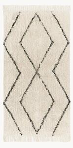 Tappeto boho in cotone fatto a mano con motivo a rombi e frange Bina