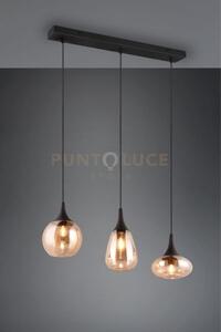 Lumina sospensione rettangolare metallo nero con 3 diffusori di vet