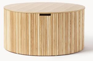 Tavolino-contenitore rotondo da salotto in legno Nele