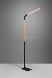 Norris piantana led 11w 1400lm, 3000k metallo nero e legno flessibi