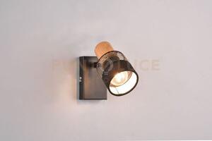 Nandini spot orientabile metallo con diffusore con paralume e legno